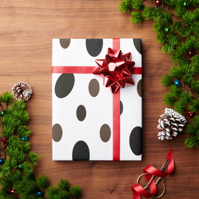 Black Brown Polka Dot Wrapping Paper (Holiday Gift)