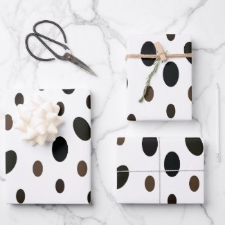 Black Brown Polka Dot Wrapping Paper Sheets