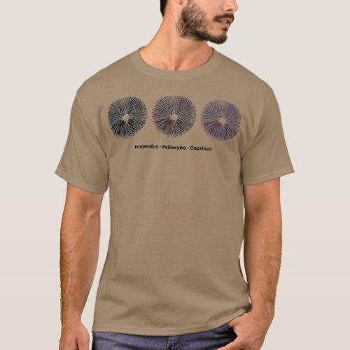 Black Brown Purple Mushroom Spore Print T_Shirt