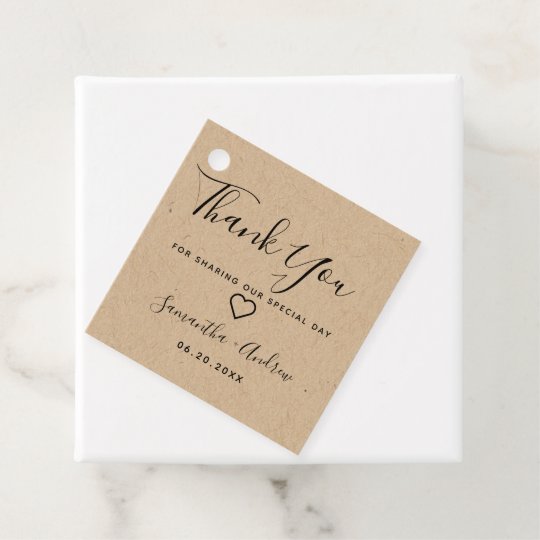 black brown rustic kraft thank you wedding favor tags ...