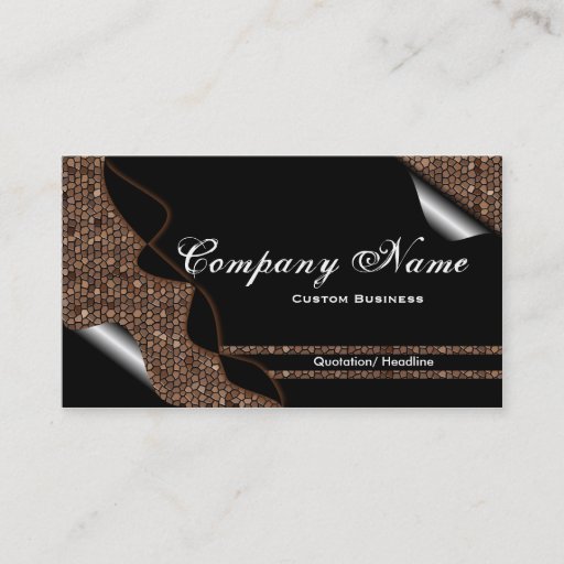 Customizable Black &amp; Brown Stained Glass Tile Business Cards