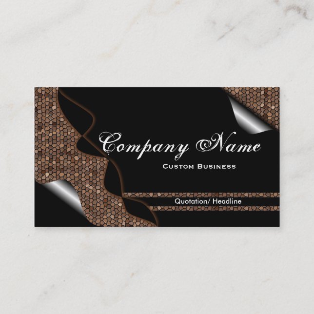 Black & Brown Stained Glass Tile Business Cards (Front)
