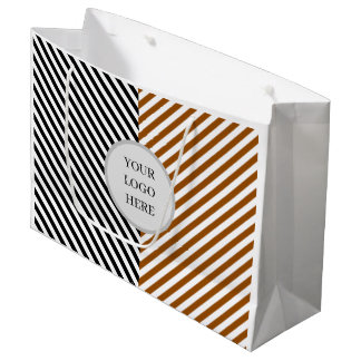 black & brown stripe with logo large gift bag