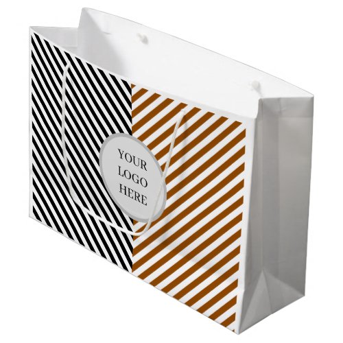 black  brown stripe with logo large gift bag