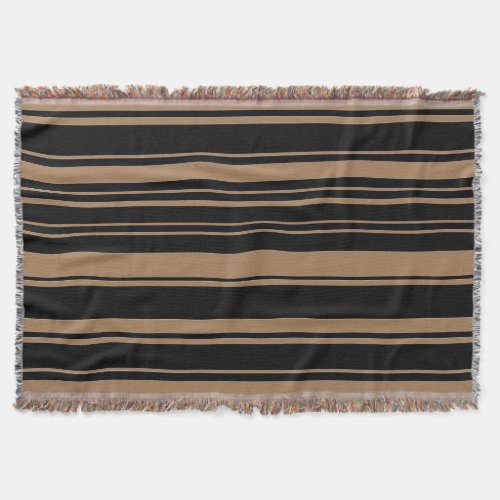 Black Brown Stripes Throw Blanket