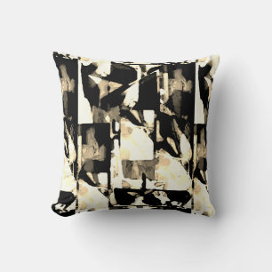Black Brown Tan Taupe Beige Contemporary Art Print Throw Pillow