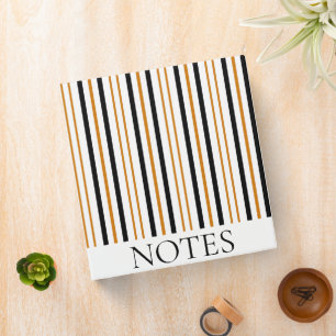 Black & Brown Vertical Stripe Elegant Minimalist 3 Ring Binder
