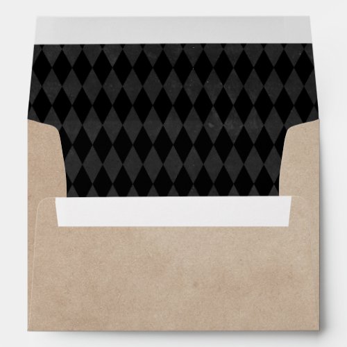 Black Brown Vintage Harlequin Halloween Envelope