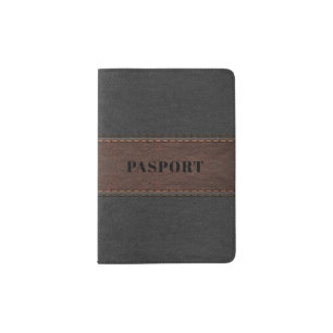 Black & Brown Vintage Leather Stripes Passport Holder