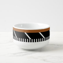 Black, Brown & White Soup Bowl - Chic in Stripes 