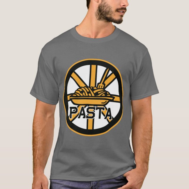 Black Bruins Boston Pastrnak Pasta T-Shirt (Front)