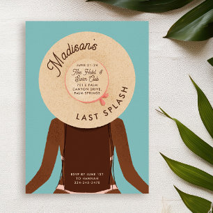 Black Brunette Bachelorette Weekend Pool Party Invitation