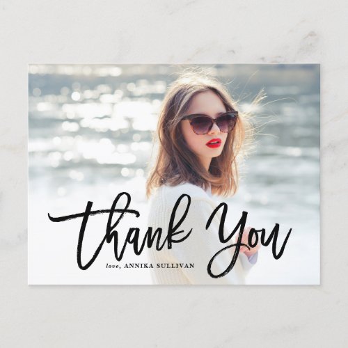 Black Brush Calligraphy  Graduation Thank You Postcard