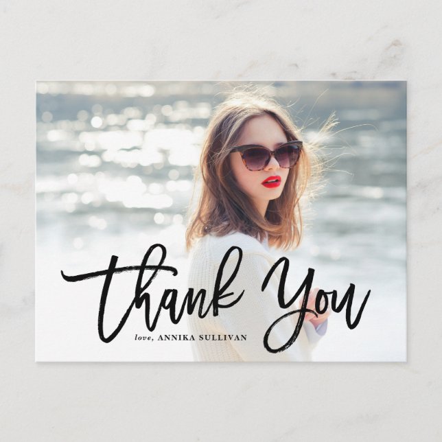 Black Brush Calligraphy | Graduation Thank You Postcard (Front)