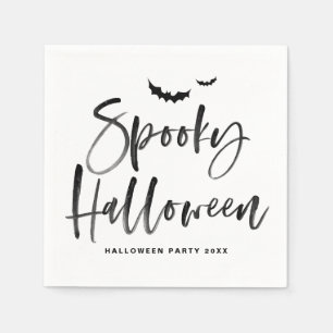 Black Brush Lettering Spooky Halloween Napkins