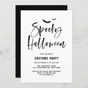 Black Brush Lettering Spooky Halloween Party Invitation