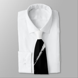 Black Brush Modern White Background #2 Neck Tie