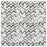 Black Brush Strokes &amp; Dots Pattern Fabric