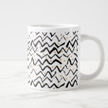 Black Brush Strokes &amp; Dots Pattern Giant Coffee Mug