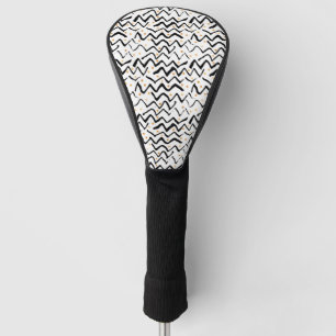 Black Brush Strokes & Dots Pattern Golf Head Cover