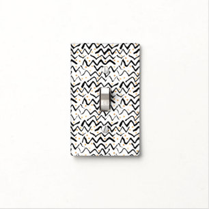 Black Brush Strokes & Dots Pattern Light Switch Cover