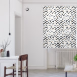 Black Brush Strokes &amp; Dots Pattern Sheer Curtains