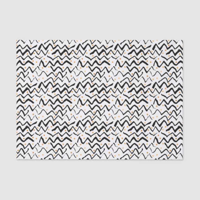 Black Brush Strokes & Dots Pattern Tissue Paper (Front)