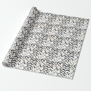 Black Brush Strokes & Dots Pattern Wrapping Paper