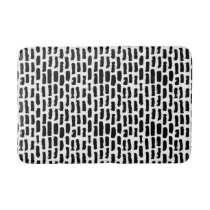Black Brush Strokes Pattern Bath Mat