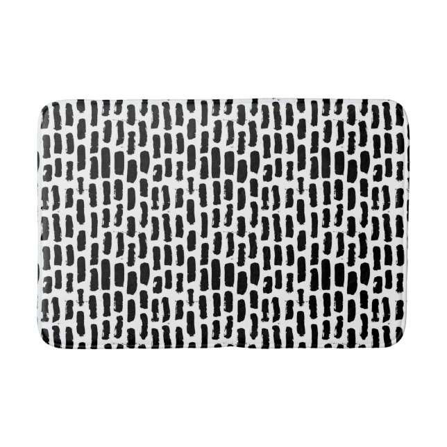 Black Brush Strokes Pattern Bath Mat (Front)