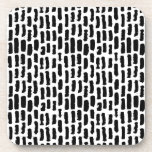 Black Brush Strokes Pattern Beverage Coaster