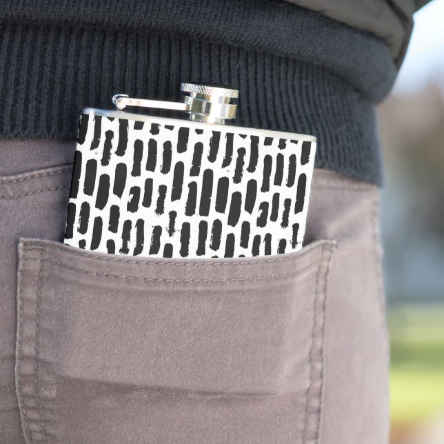 Black Brush Strokes Pattern Flask (In Situ)