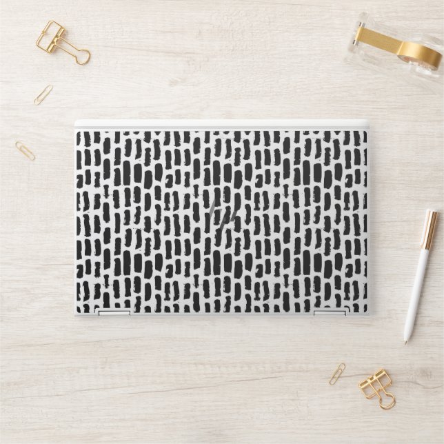 Black Brush Strokes Pattern HP Laptop Skin (Desk)