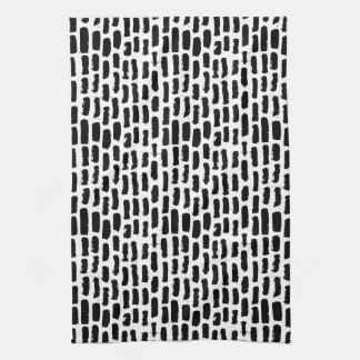 Black Brush Strokes Pattern Kitchen Towel
