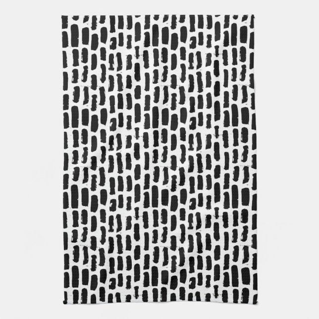 Black Brush Strokes Pattern Kitchen Towel (Vertical)