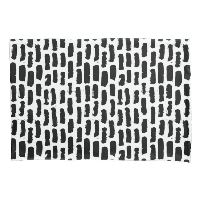 Black Brush Strokes Pattern Pillow Case (Front-Left)