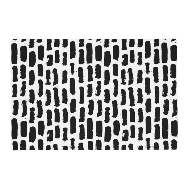 Black Brush Strokes Pattern Placemat (Front)