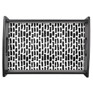 Black Brush Strokes Pattern Serving Tray