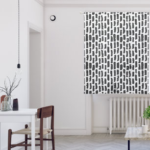 Black Brush Strokes Pattern Sheer Curtains