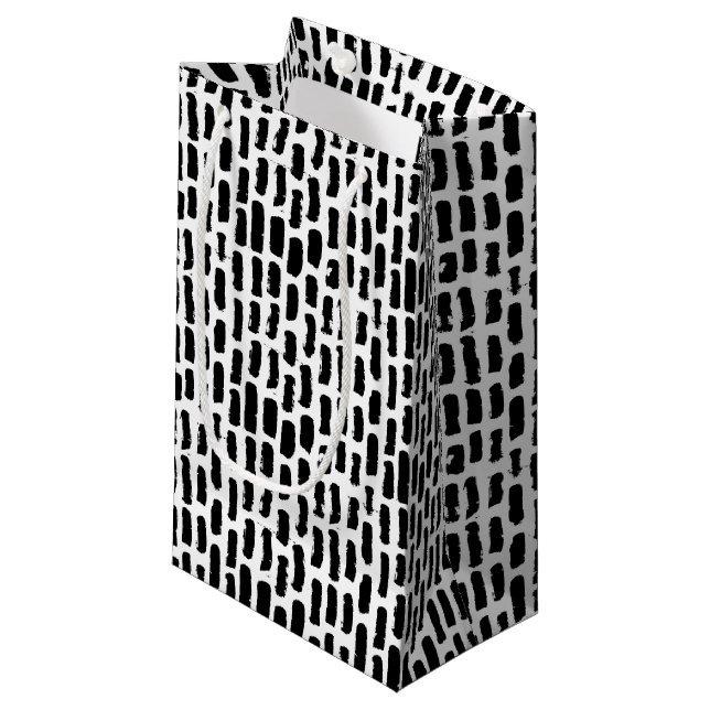Black Brush Strokes Pattern Small Gift Bag (Front Angled)