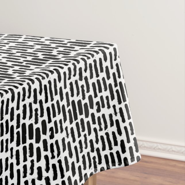 Black Brush Strokes Pattern Tablecloth (In Situ)