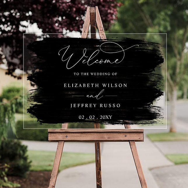 Black Brush Strokes Wedding Welcome Sign (Black Brush Strokes Wedding Welcome Sign)