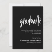 Black Brush Typography Graduation Invitation (Back)
