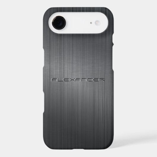 Black Brushed Aluminum Metal Look Pattern Case-Mate iPhone Case (Back)