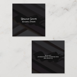 Black Brushed Black Panels Square Business Card