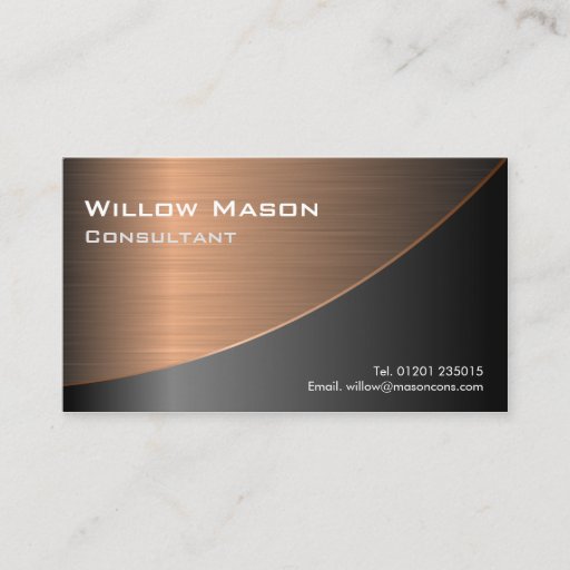 Customizable Black Brushed Copper Curved, Business Card