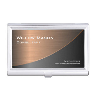 Black Brushed Copper Curved - Business Card Case