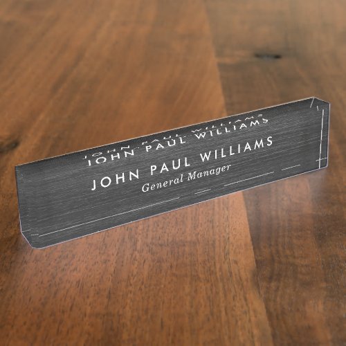 Black Brushed Metal Elegant Stylish Professional Desk Name Plate