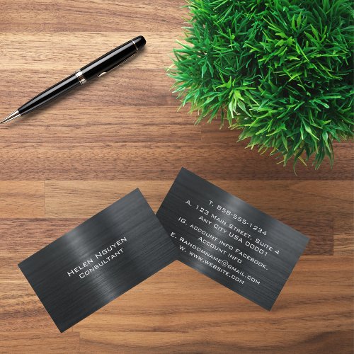 Black Brushed Metal Metallic Stainless Steel Business Card