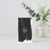 Black Brushstroke Minimal Chic Modern Design Business Card (Standing Front)